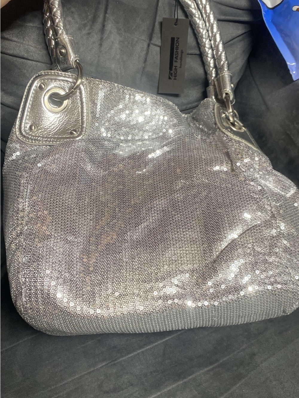 Silver Sequined Shoulder Bag